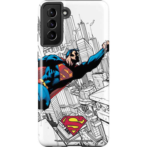 DC Comics Superman Flying Over City Pose Galaxy S21 FE Pro Case