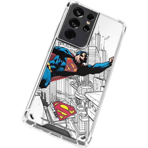 DC Comics Superman Flying Over City Pose Galaxy S21 Ultra 5G Clear Case