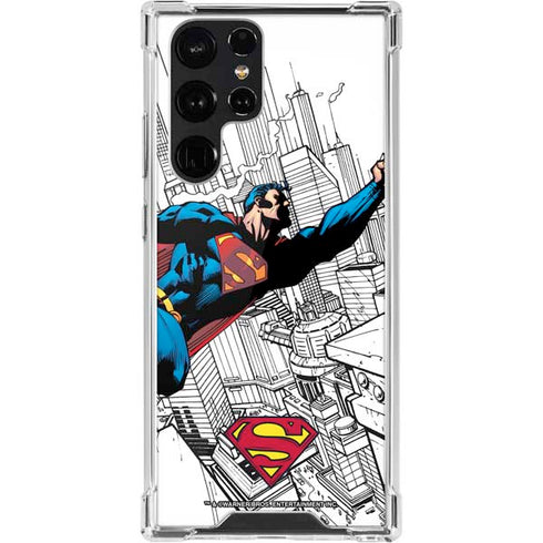 DC Comics Superman Flying Over City Pose Galaxy S22 Ultra Clear Case