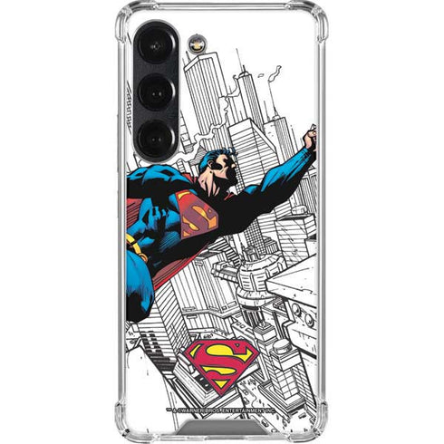 DC Comics Superman Flying Over City Pose Galaxy S23 Clear Case