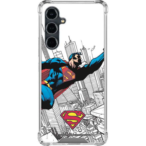 DC Comics Superman Flying Over City Pose Galaxy S23 FE Clear Case