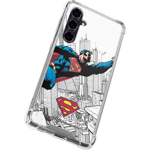 DC Comics Superman Flying Over City Pose Galaxy S23 FE Clear Case