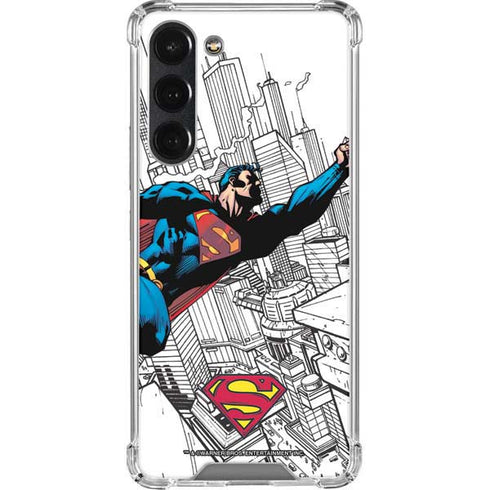 DC Comics Superman Flying Over City Pose Galaxy S23 Plus Clear Case