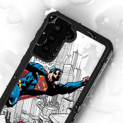 DC Comics Superman Flying Over City Pose Galaxy S23 Plus Waterproof Case