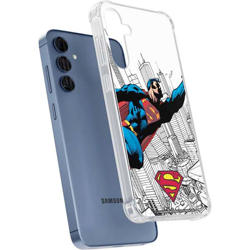DC Comics Superman Flying Over City Pose Galaxy S24 Clear Case