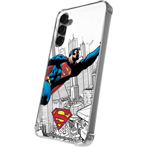 DC Comics Superman Flying Over City Pose Galaxy S24 Plus Clear Case