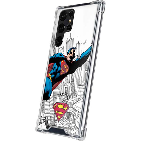 DC Comics Superman Flying Over City Pose Galaxy S24 Ultra Clear Case