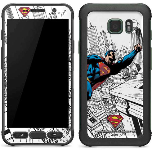 DC Comics Superman Flying Over City Pose Galaxy S7 Active Skin