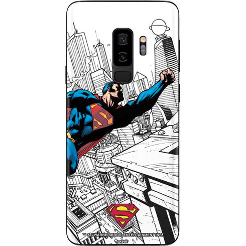 DC Comics Superman Flying Over City Pose Galaxy S9 Plus Skin