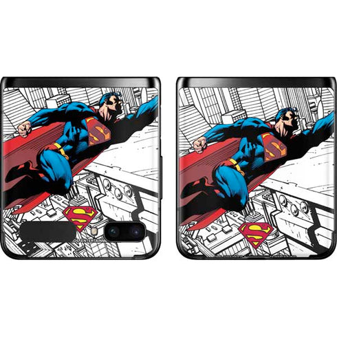 DC Comics Superman Flying Over City Pose Galaxy Z Flip Skin