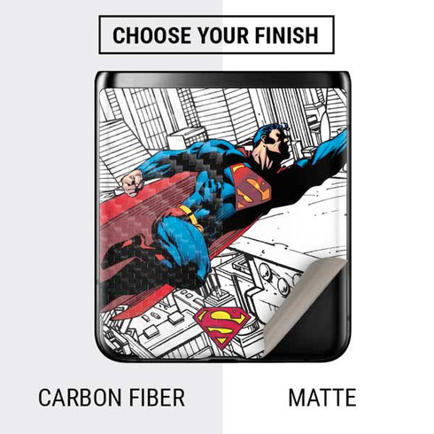 DC Comics Superman Flying Over City Pose Galaxy Z Flip Skin