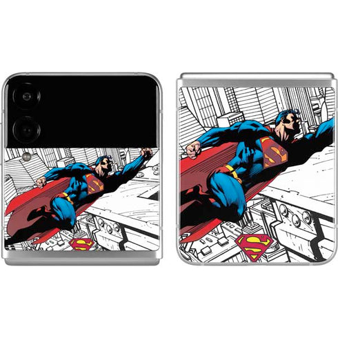 DC Comics Superman Flying Over City Pose Galaxy Z Flip4 5G Skin