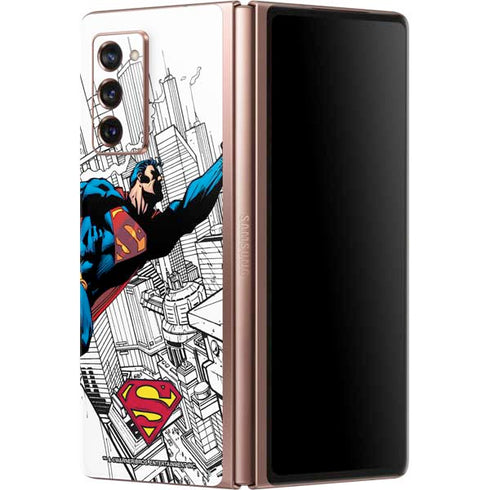 DC Comics Superman Flying Over City Pose Galaxy Z Fold2 5G Skin