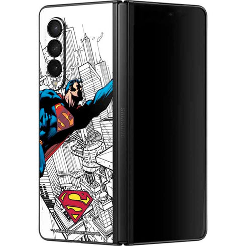 DC Comics Superman Flying Over City Pose Galaxy Z Fold3 5G Skin