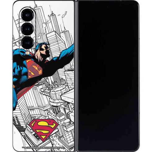 DC Comics Superman Flying Over City Pose Galaxy Z Fold4 5G Skin