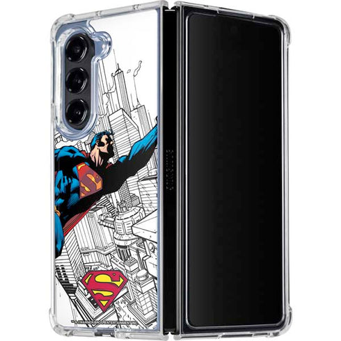DC Comics Superman Flying Over City Pose Galaxy Z Fold5 5G Clear Case