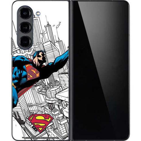 DC Comics Superman Flying Over City Pose Galaxy Z Fold5 5G Skin