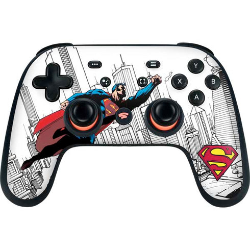 DC Comics Superman Flying Over City Pose Google Stadia Controller Skin