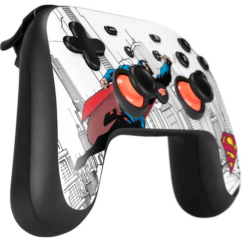 DC Comics Superman Flying Over City Pose Google Stadia Controller Skin