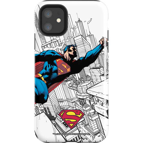 DC Comics Superman Flying Over City Pose iPhone 11 Impact Case