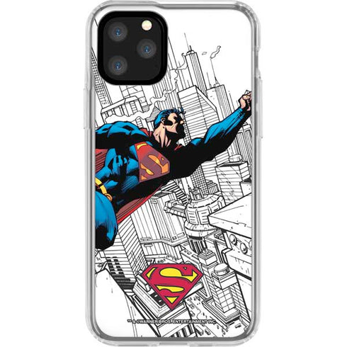 DC Comics Superman Flying Over City Pose iPhone 11 Pro Clear Case