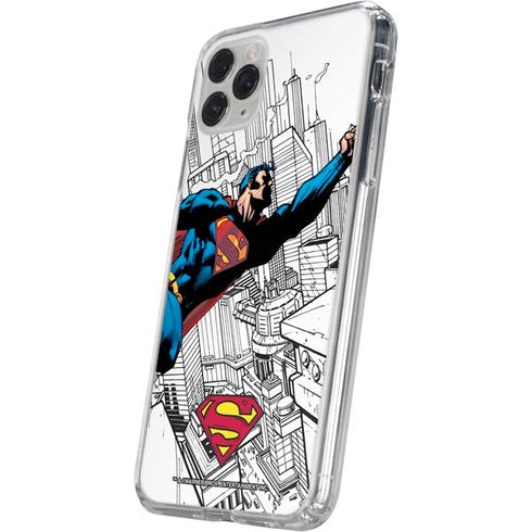 DC Comics Superman Flying Over City Pose iPhone 11 Pro Clear Case