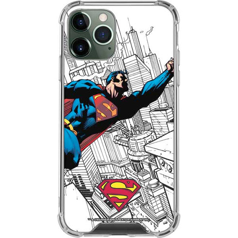 DC Comics Superman Flying Over City Pose iPhone 11 Pro Max Clear Case