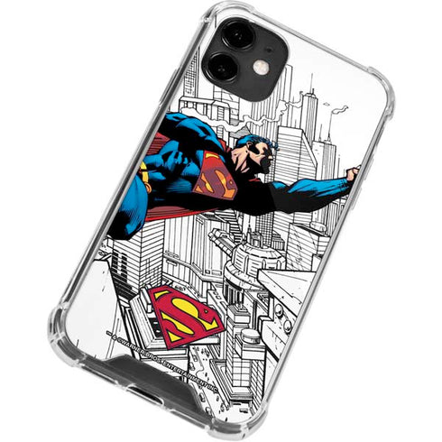 DC Comics Superman Flying Over City Pose iPhone 12 Clear Case