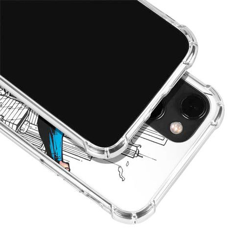 DC Comics Superman Flying Over City Pose iPhone 14 Plus Clear Case