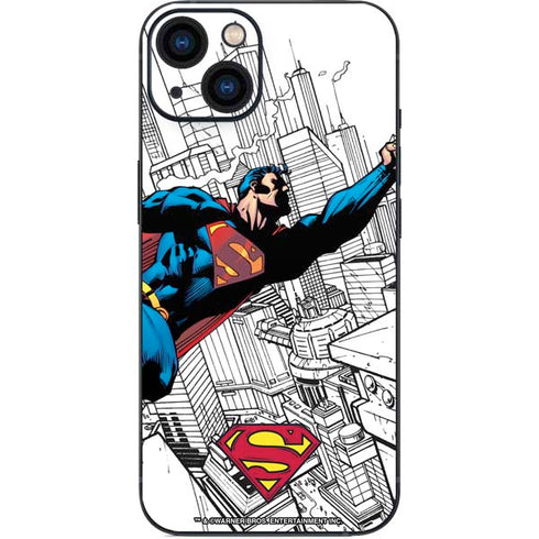 DC Comics Superman Flying Over City Pose iPhone 15 Plus Skin