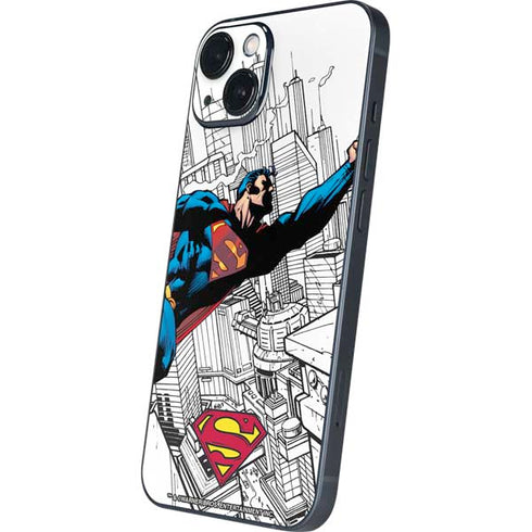 DC Comics Superman Flying Over City Pose iPhone 14 Plus Skin
