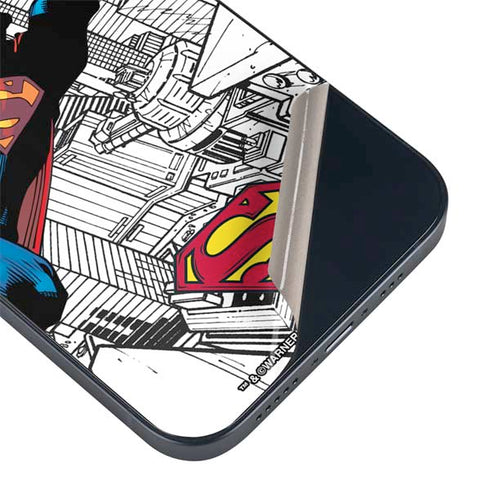 DC Comics Superman Flying Over City Pose iPhone 14 Plus Skin