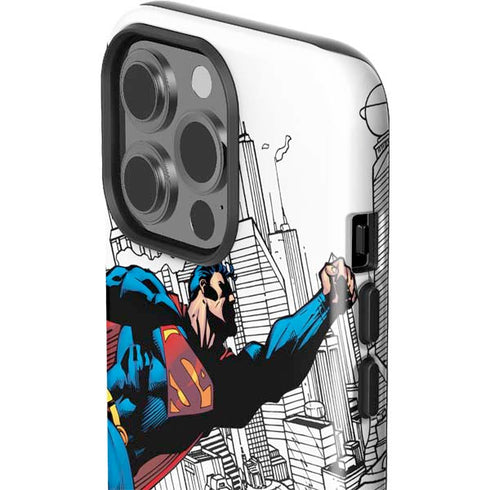DC Comics Superman Flying Over City Pose iPhone 14 Pro Impact Case