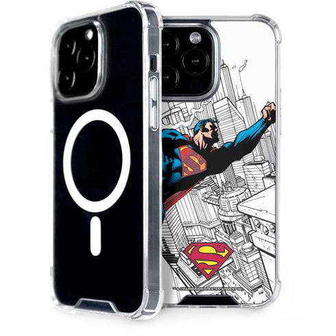 DC Comics Superman Flying Over City Pose iPhone 15 Pro Max MagSafe Case