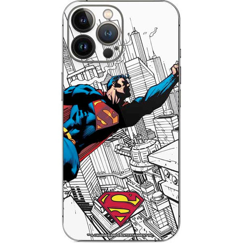 DC Comics Superman Flying Over City Pose iPhone 14 Pro Max Skin