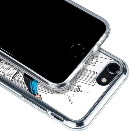 DC Comics Superman Flying Over City Pose iPhone SE (2nd & 3rd Gen) Clear Case