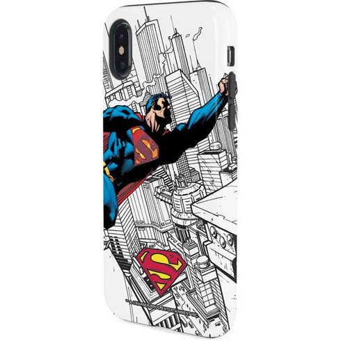 DC Comics Superman Flying Over City Pose iPhone X Pro Case