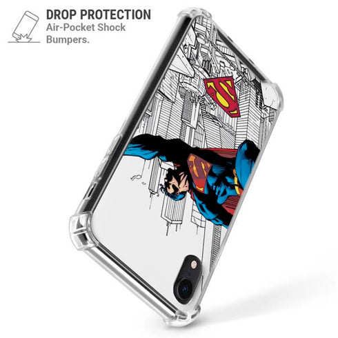 DC Comics Superman Flying Over City Pose iPhone XR Clear Case