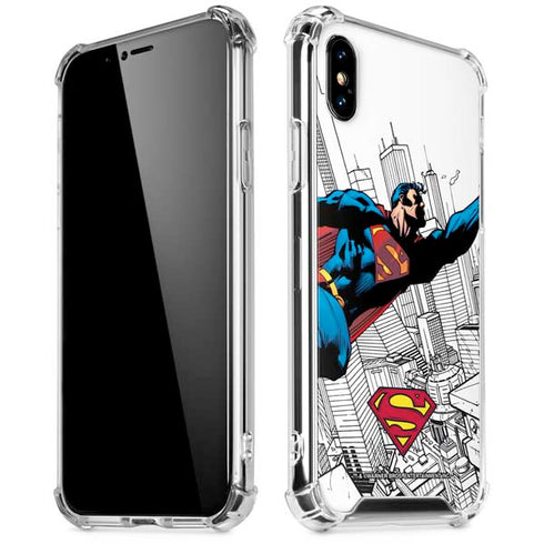 DC Comics Superman Flying Over City Pose iPhone XS Max Clear Case