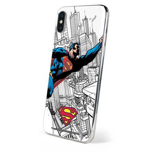 DC Comics Superman Flying Over City Pose iPhone XS Max Skin