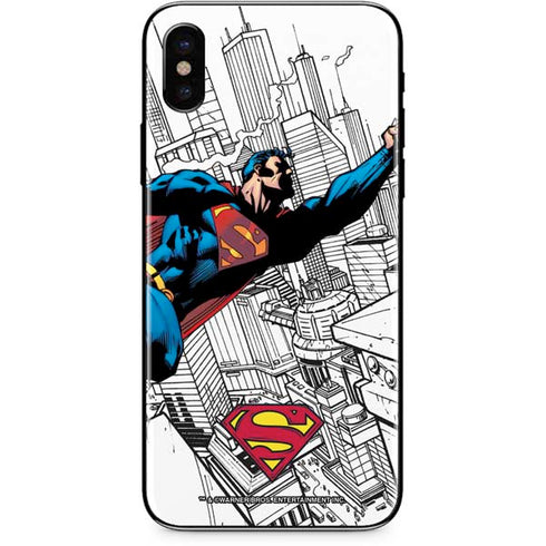 DC Comics Superman Flying Over City Pose iPhone XS Skin