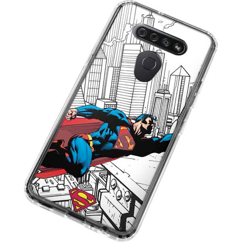 DC Comics Superman Flying Over City Pose LG K51/Q51 Clear Case