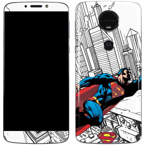 DC Comics Superman Flying Over City Pose Moto E5 Plus Skin