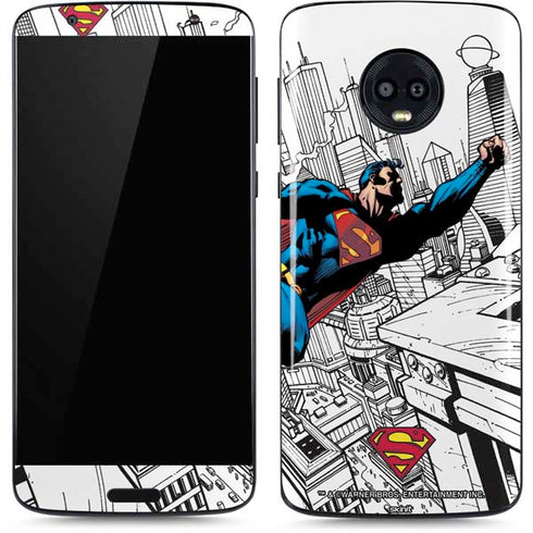 DC Comics Superman Flying Over City Pose Moto G6 Skin