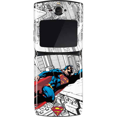 DC Comics Superman Flying Over City Pose Motorola RAZR Skin