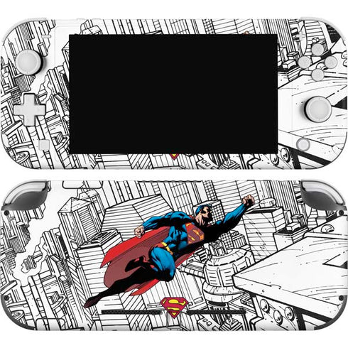 DC Comics Superman Flying Over City Pose Nintendo Switch Lite Skin