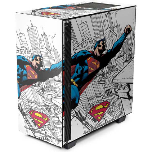 DC Comics Superman Flying Over City Pose NZXT H510 Compact ATX Mid-Tower Case Skin