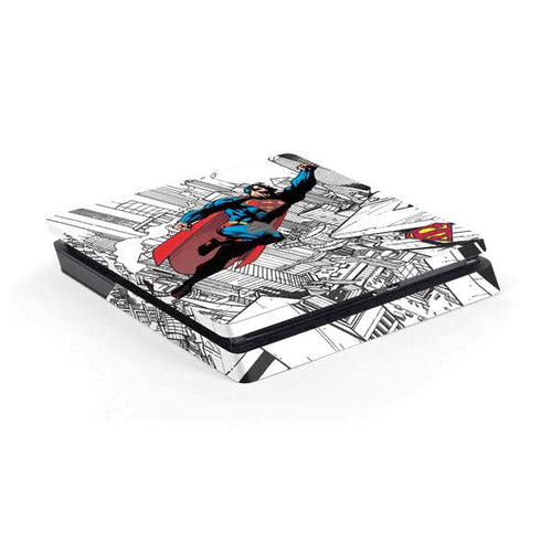 DC Comics Superman Flying Over City Pose PS4 Slim Skin