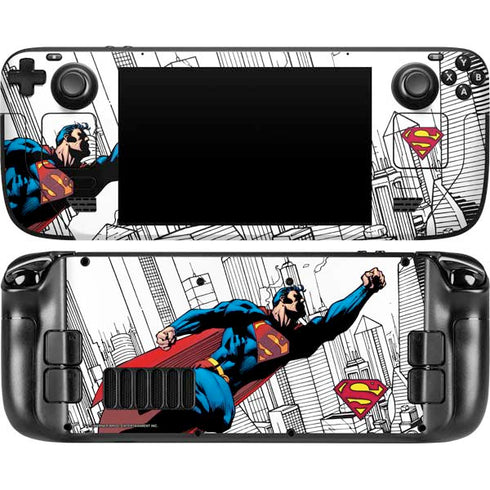DC Comics Superman Flying Over City Pose Steam Deck Handheld Gaming Computer Skin