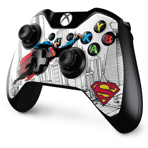 DC Comics Superman Flying Over City Pose Xbox One Controller Skin